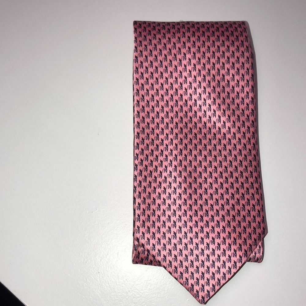 Elegant Pink Geometric Silk Dunhill Tie (Used)